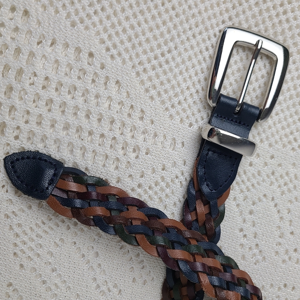 Vintage Multicolor 90s Leather Belt ~ Size Small 36" - Picture 2 of 3
